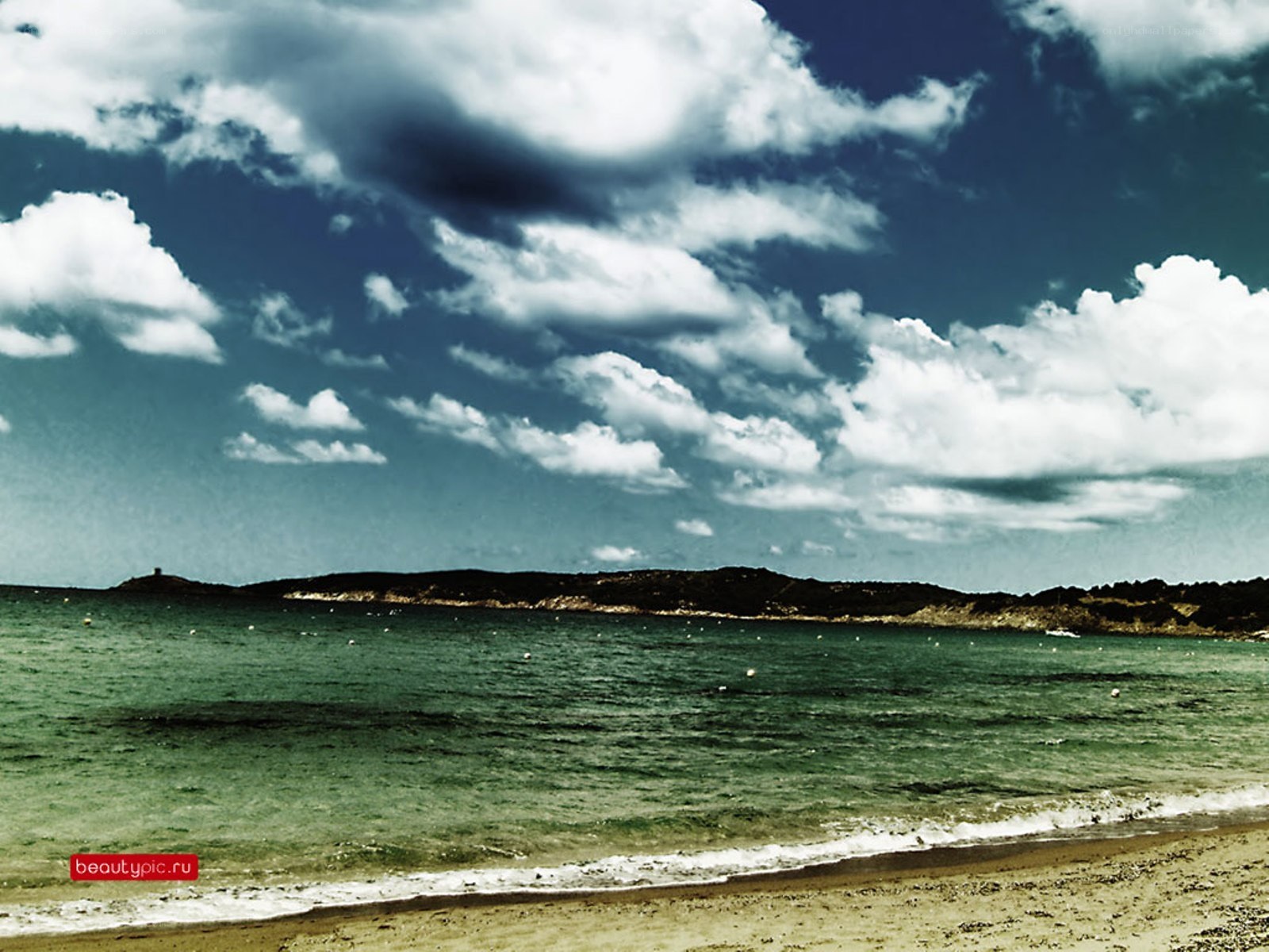 beach with cloudy sky
