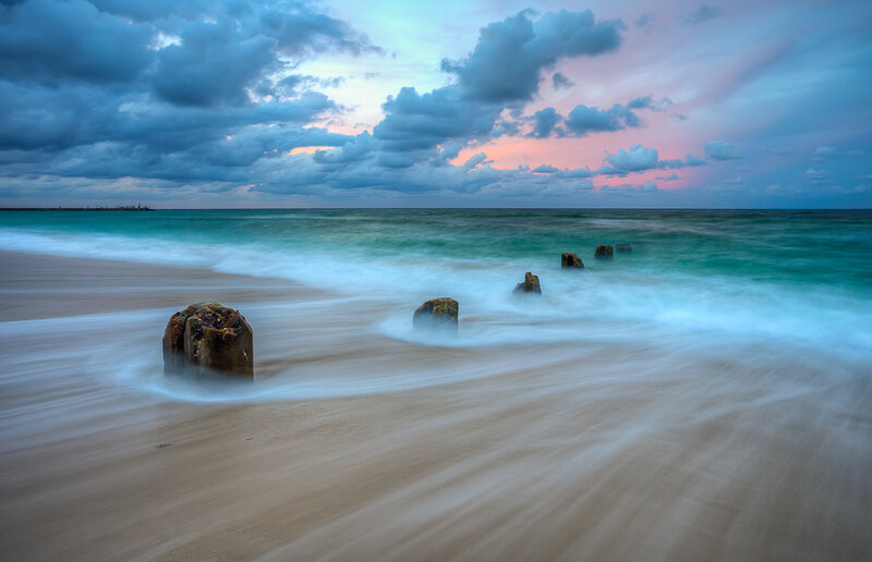 Beach with Concrete Posts