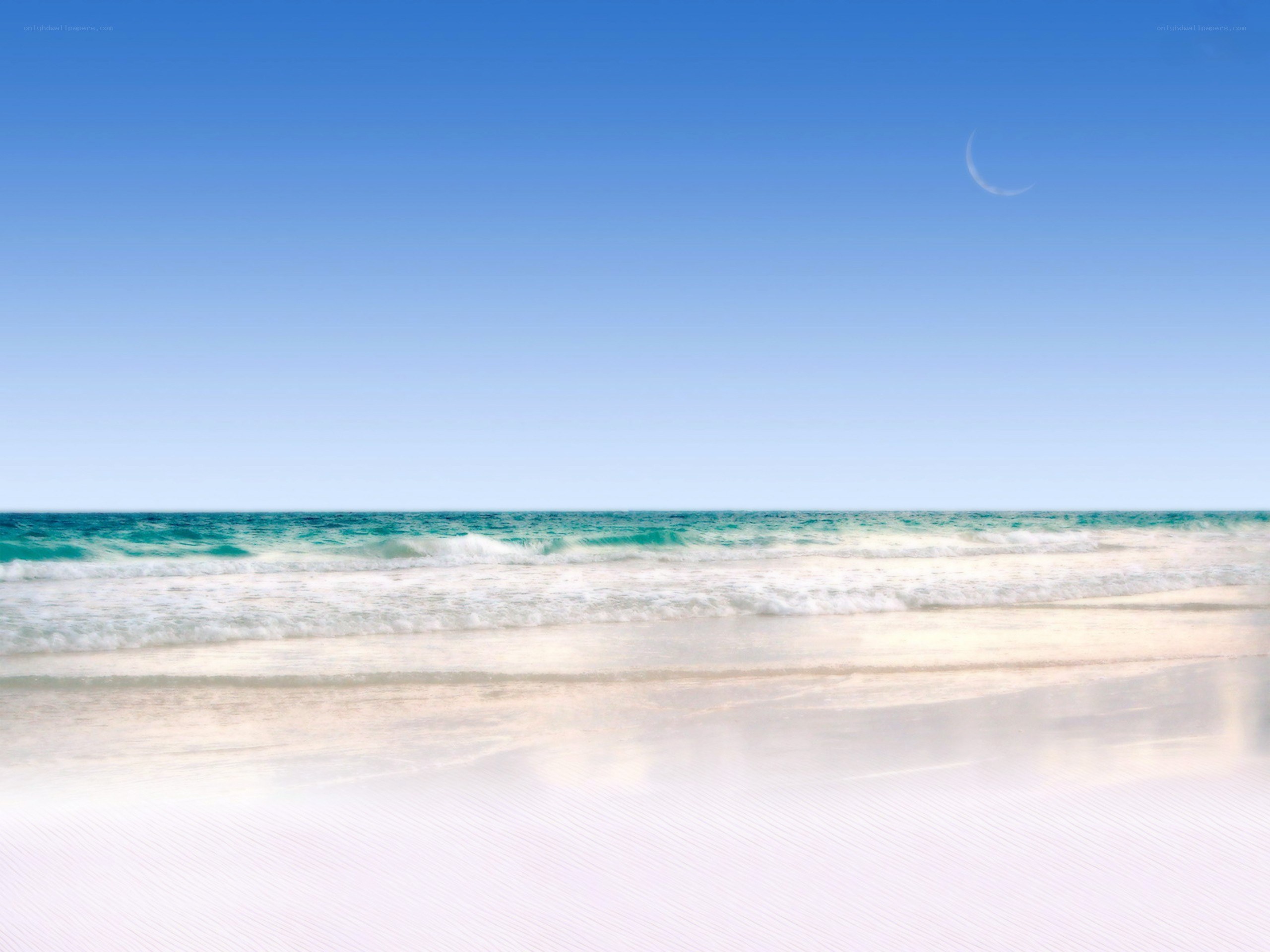 Beach with crescent moon