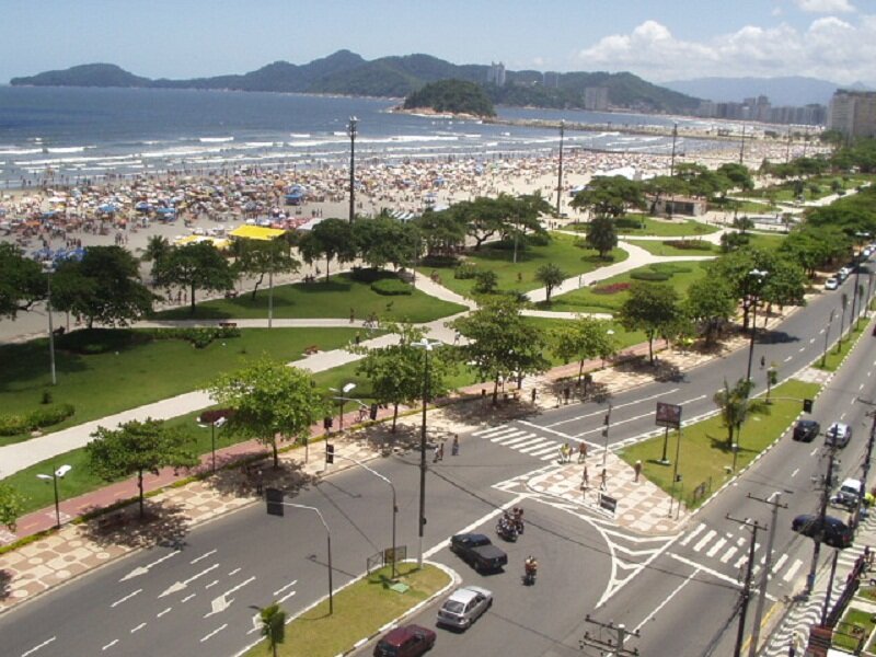 Beach with Crowds and Road