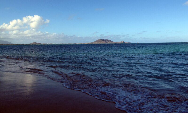 beach with distant island