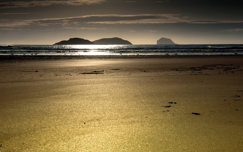 Beach with Distant Islands — Gold