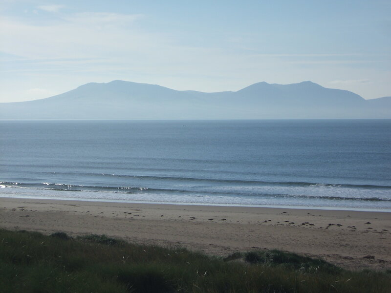 beach with distant mountains