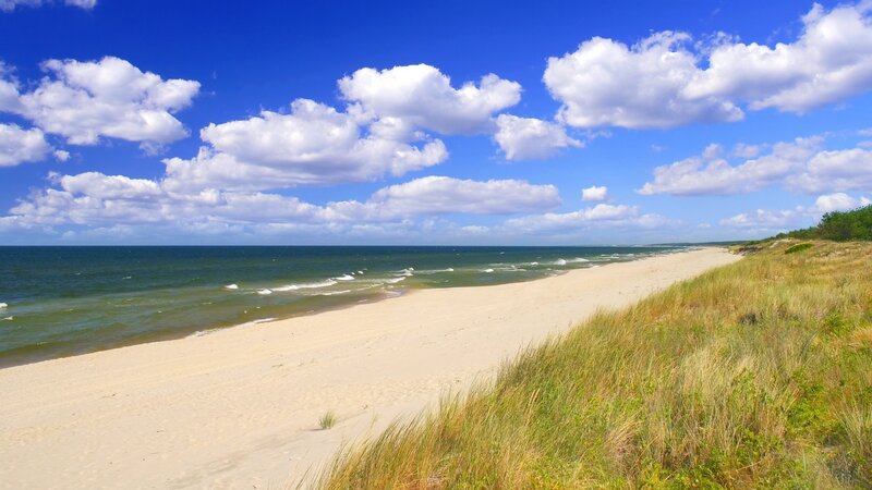 Beach with dunes and blue sky