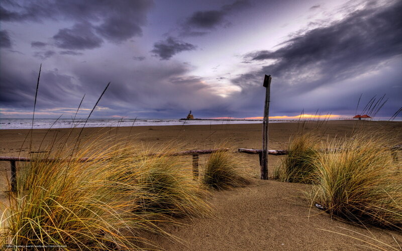 Beach with Dunes and Lighthouse — Brown