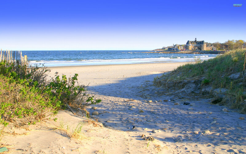 Beach with Dunes and Ocean — Blue, Serene