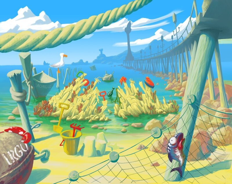Beach with Fishing Nets