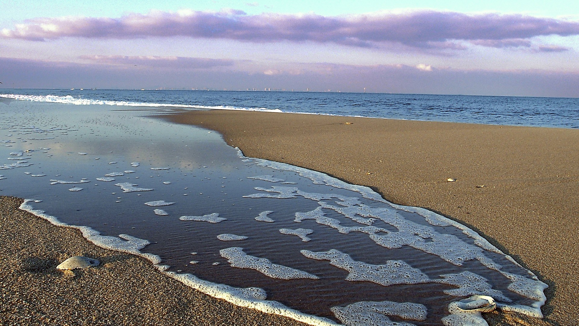 beach with foamy tide