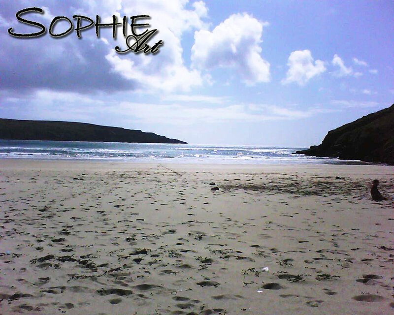 Beach with Footprints — Blue, Serene