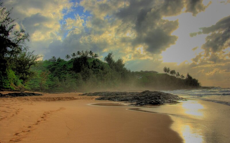 Beach with Footprints — Brown, Dramatic