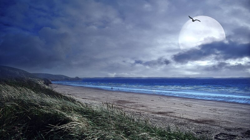 Beach with Full Moon