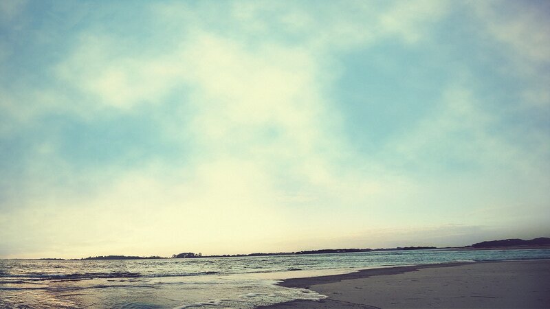 Beach with Gentle Waves — Blue, Calm, Sunset
