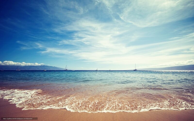 Beach with Gentle Waves — Blue, Serene, Afternoon, Photograph