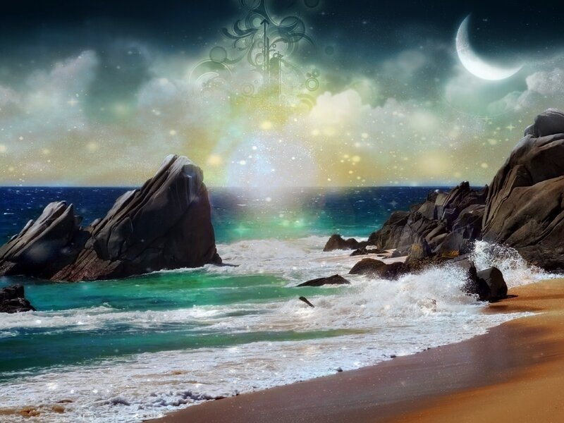 Beach with Glowing Sky
