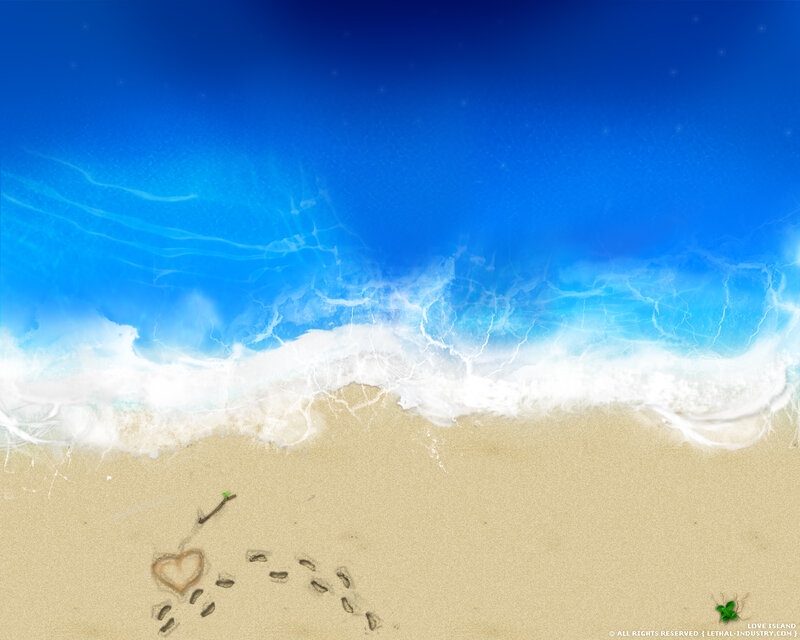 Beach with heart drawing