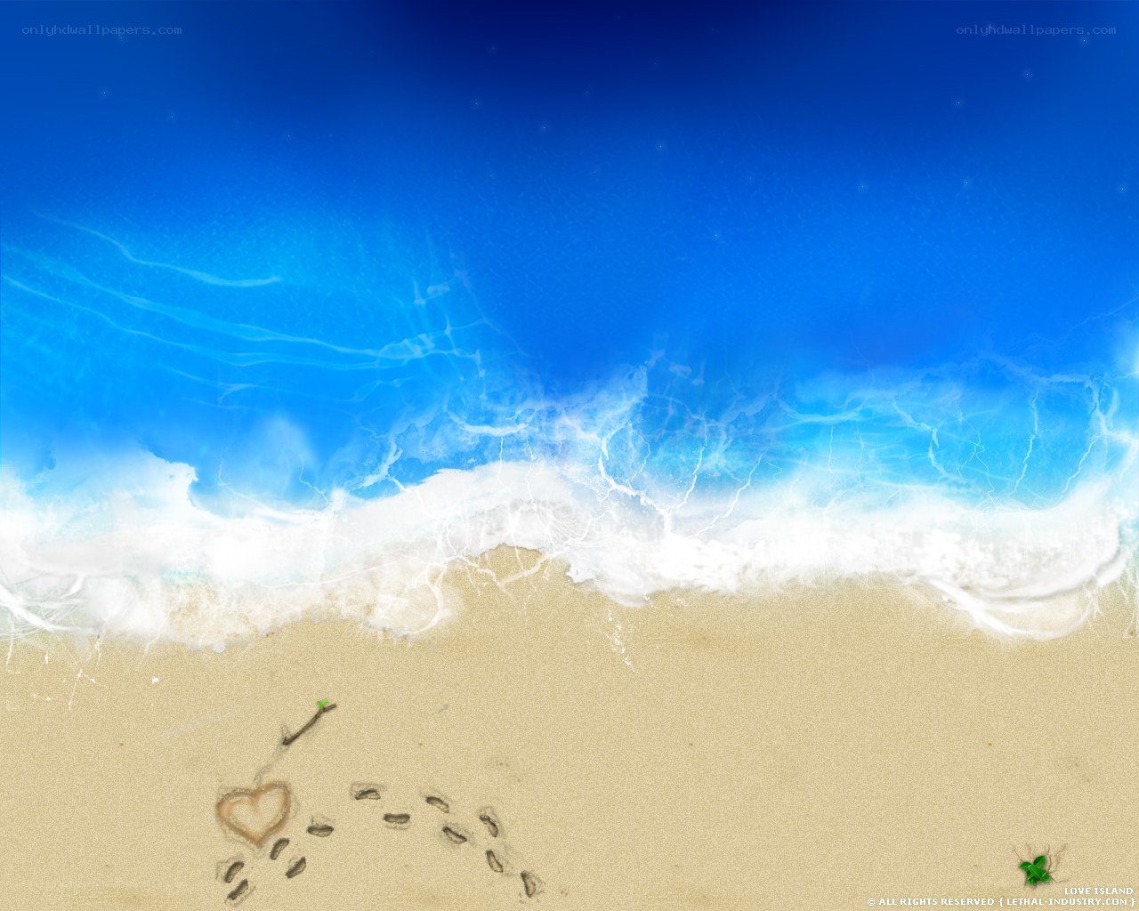 Beach with heart drawing
