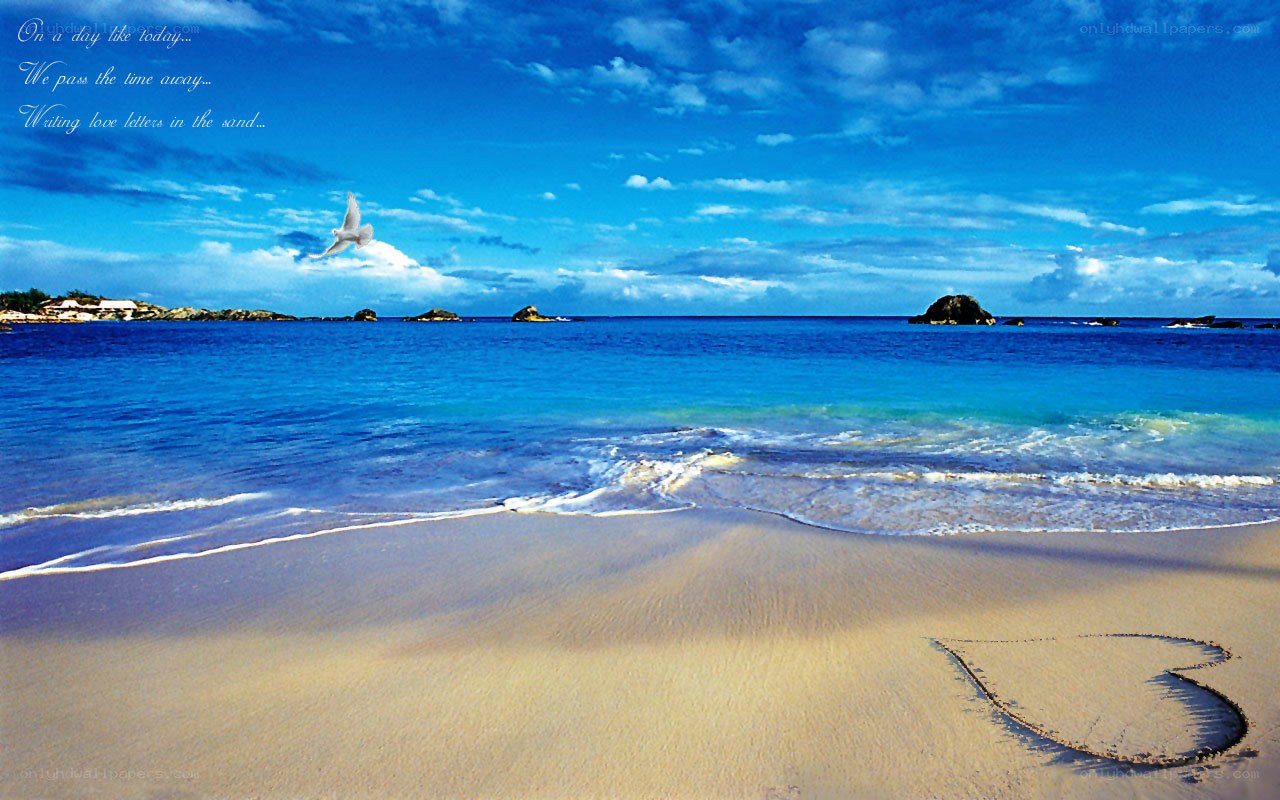 Beach with heart in sand