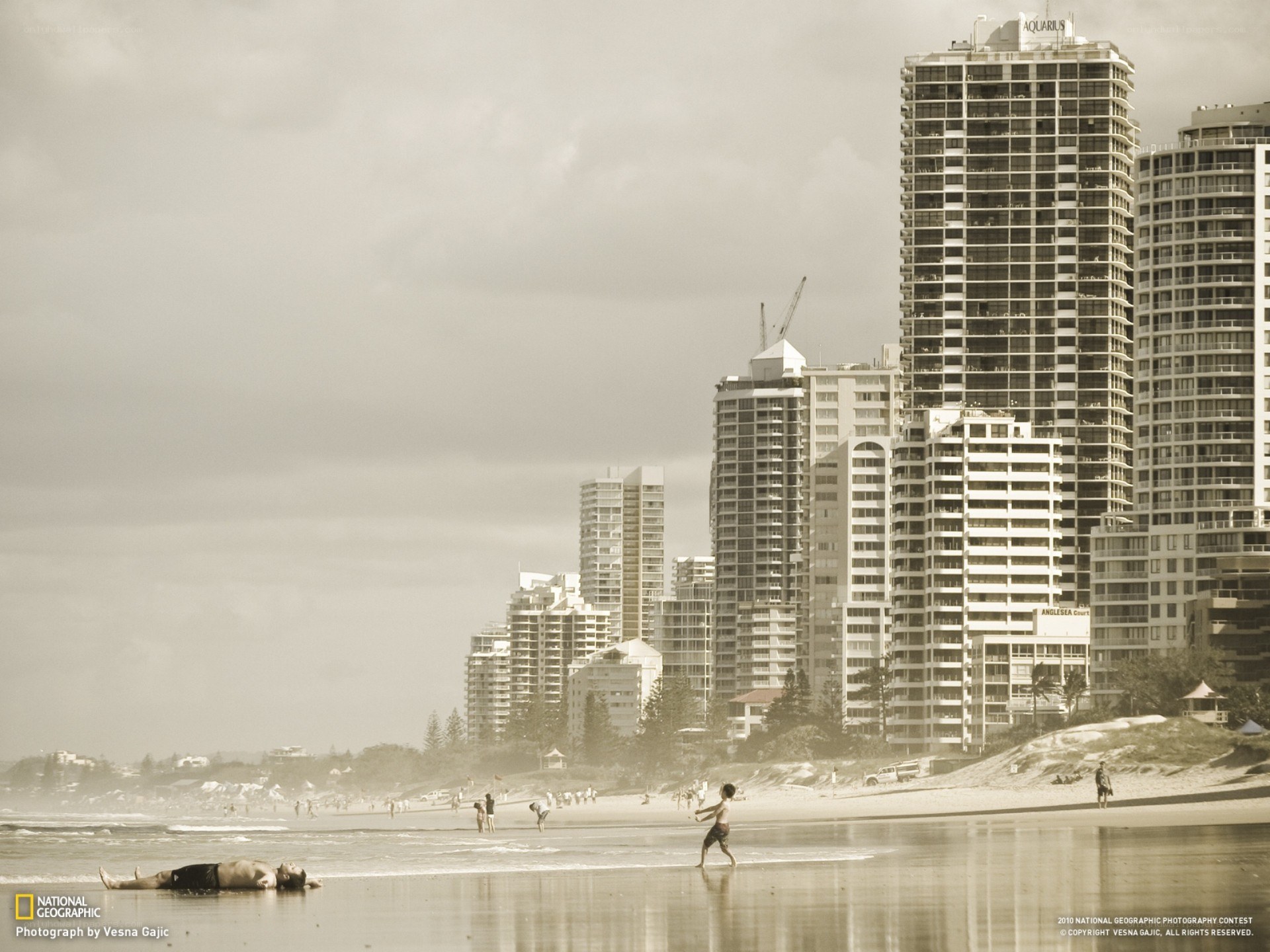 Beach with high-rise buildings