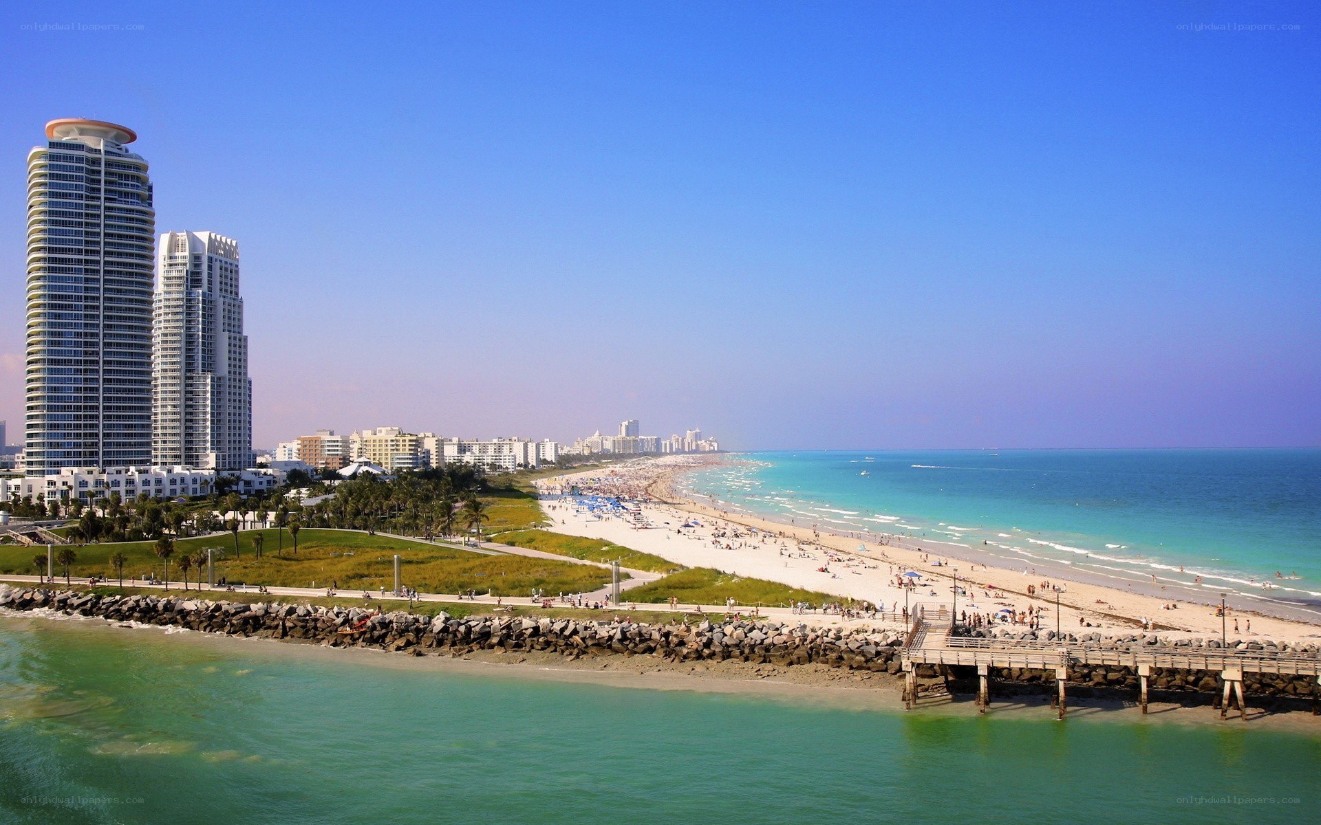 beach with high-rise buildings