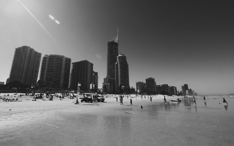 Beach with High-rise Buildings — Black