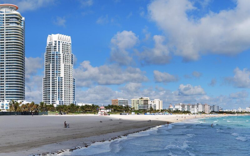 Beach with High-rise Buildings — Blue, Serene