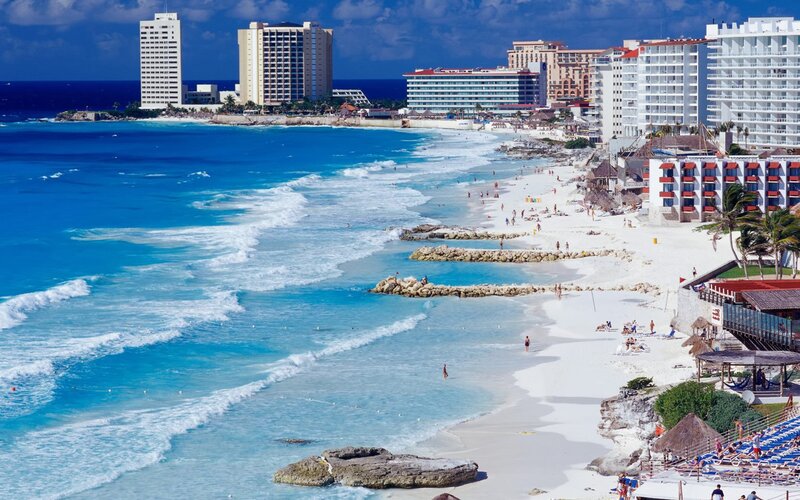 Beach with Hotels — Blue, Serene
