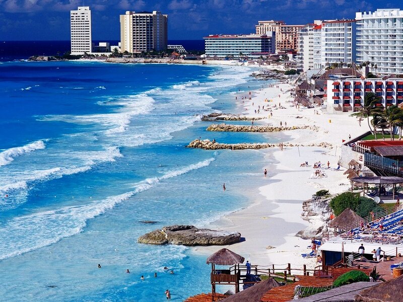 Beach with Hotels — Blue