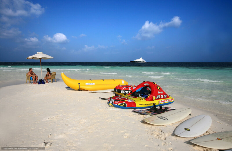 Beach with inflatable toys