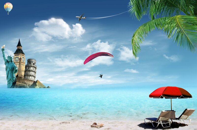 Beach with Landmarks
