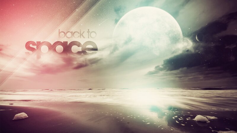 Beach with Large Moon — Pink