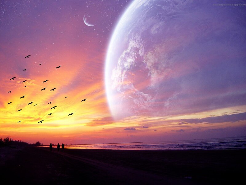 Beach with Large Planet
