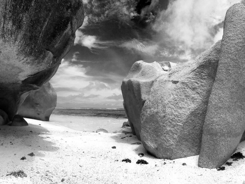 Beach with Large Rocks — Black, Dramatic