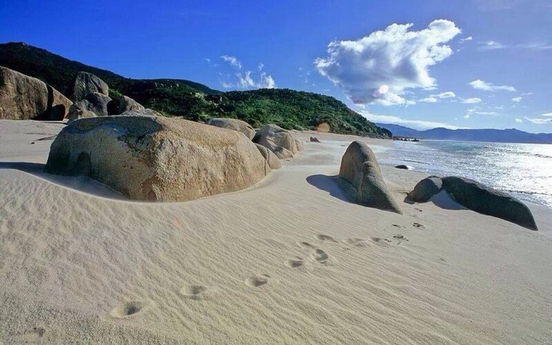 Beach with Large Rocks — Blue