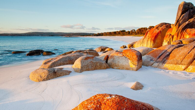 Beach with Large Rocks — White