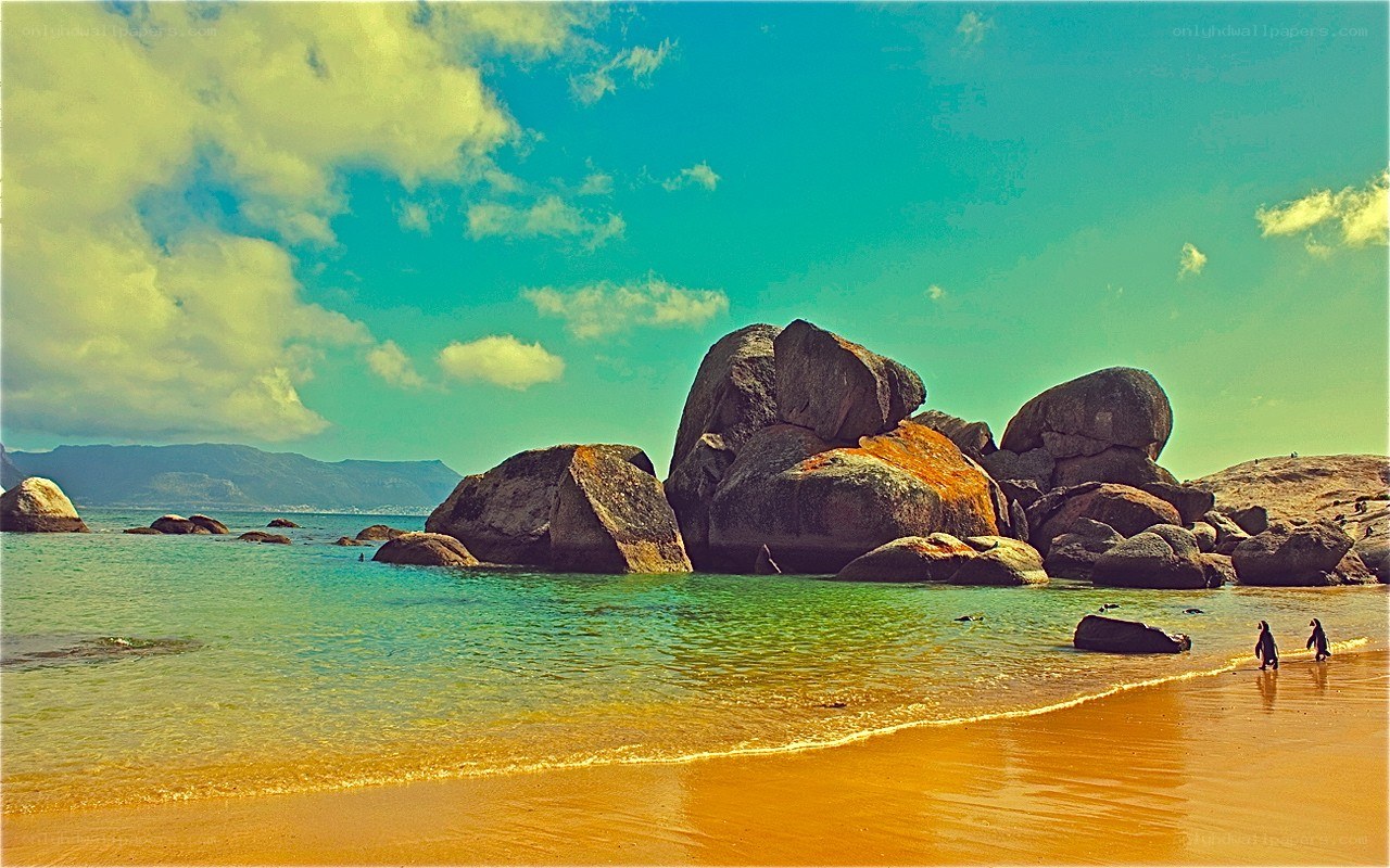 Beach with large rocks