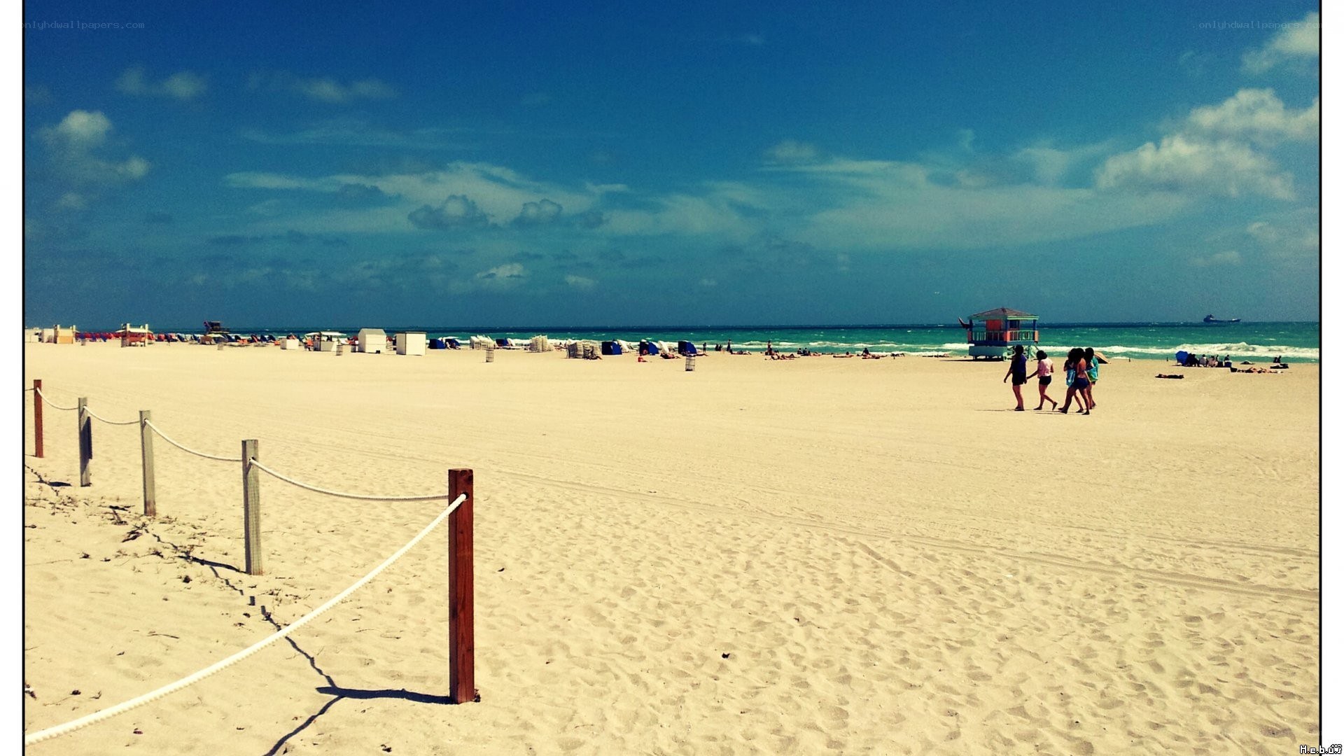 Beach with lifeguard tower
