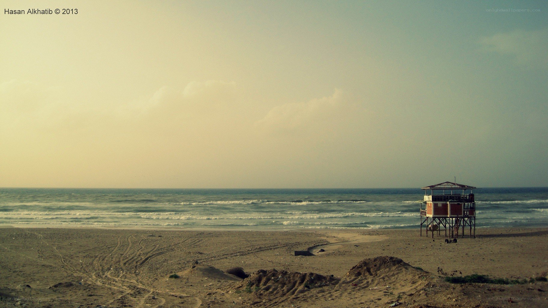 Beach with lifeguard tower