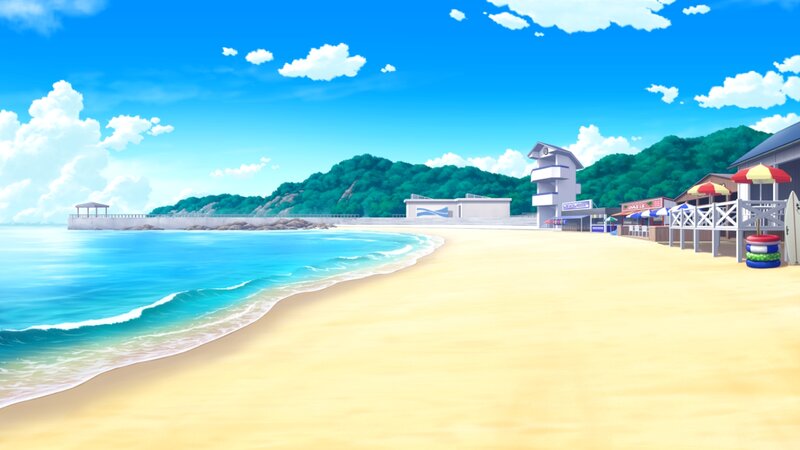Beach with Lifeguard Tower — Blue, Serene