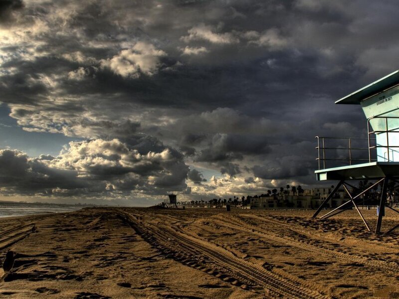 Beach with Lifeguard Tower — Brown