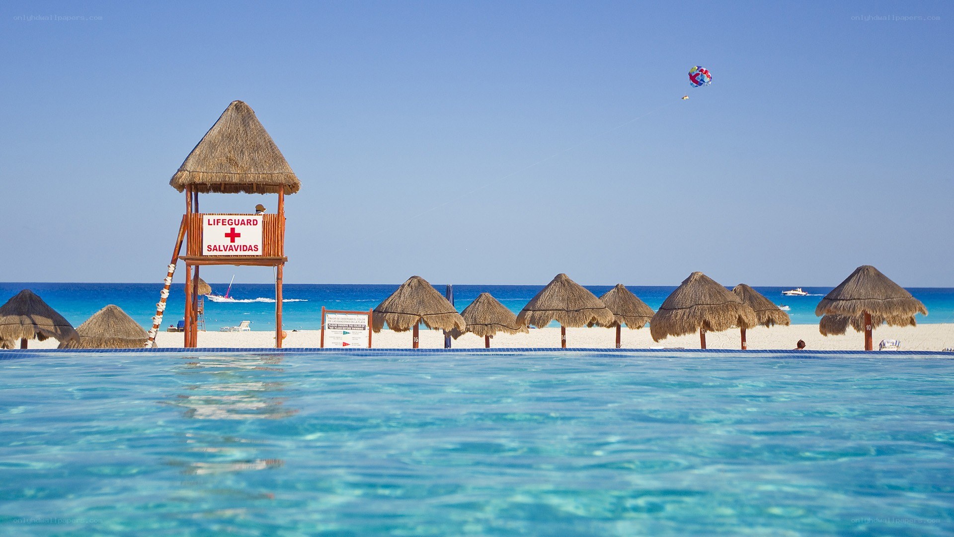 Beach with lifeguard tower