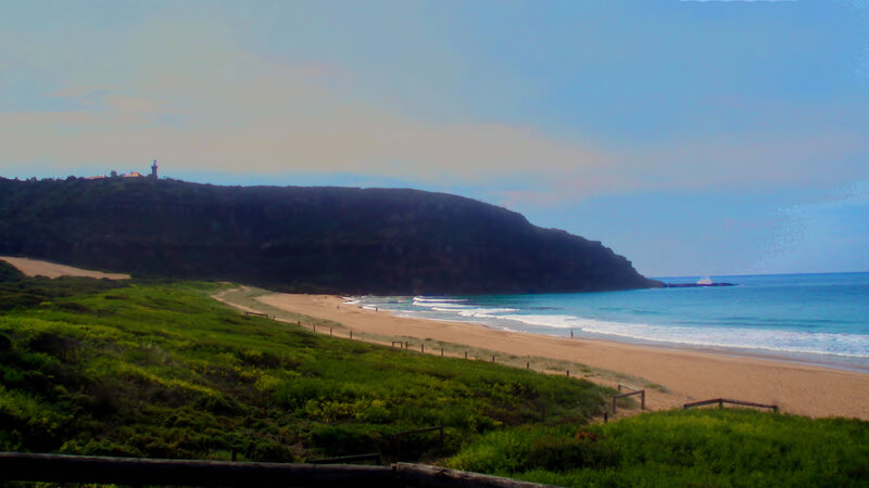 Beach with Lighthouse — Blue
