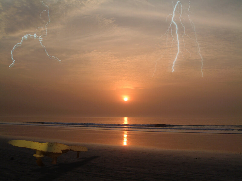 Beach with Lightning