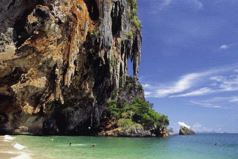 beach with limestone cliffs