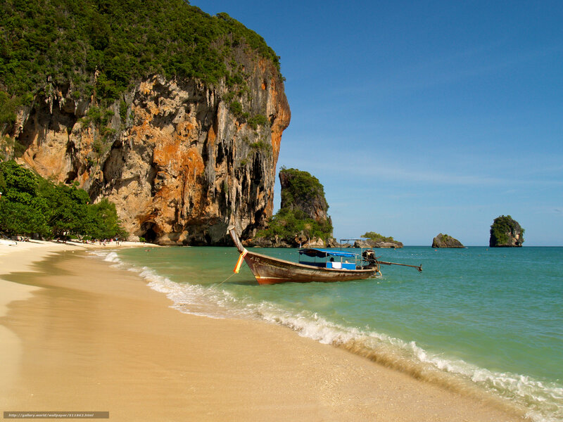 Beach with longtail boat