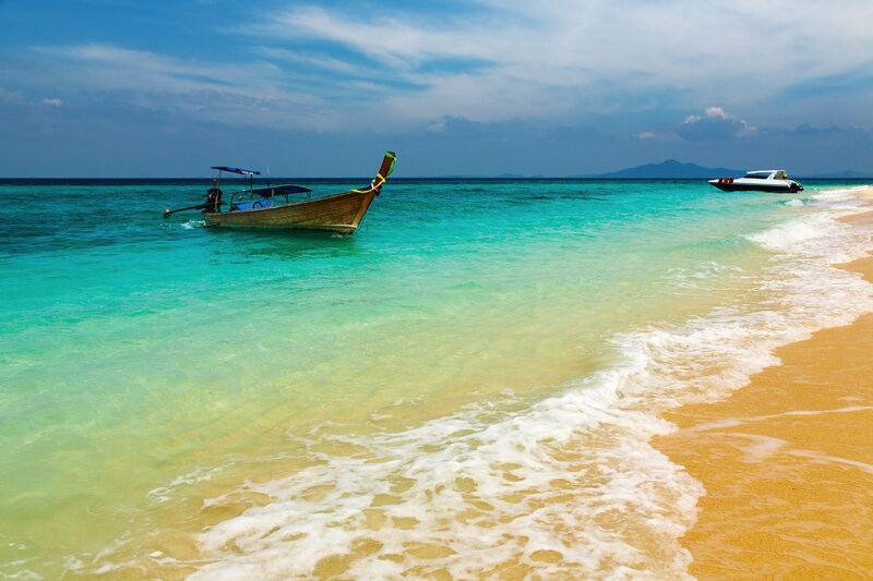 Beach with longtail boat