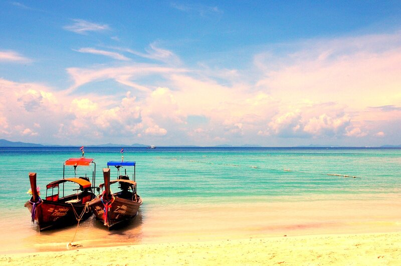 Beach with longtail boats