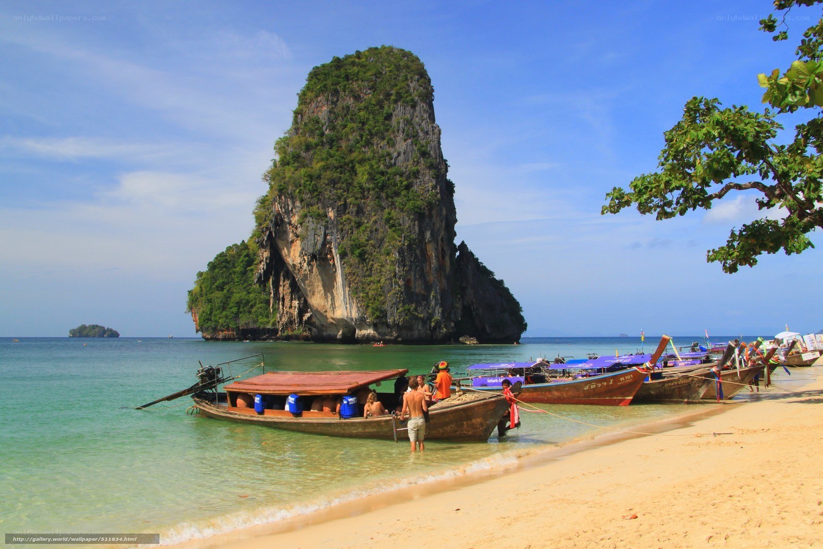 Beach with longtail boats