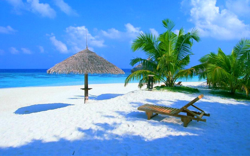 Beach with Lounge Chair — Blue, Serene