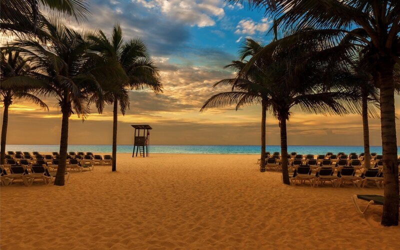 Beach with Lounge Chairs — Orange