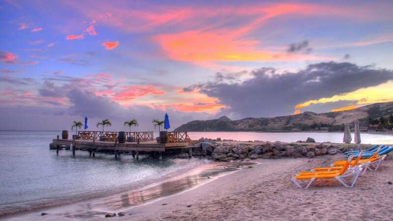 Beach with Lounge Chairs — Pink, Serene